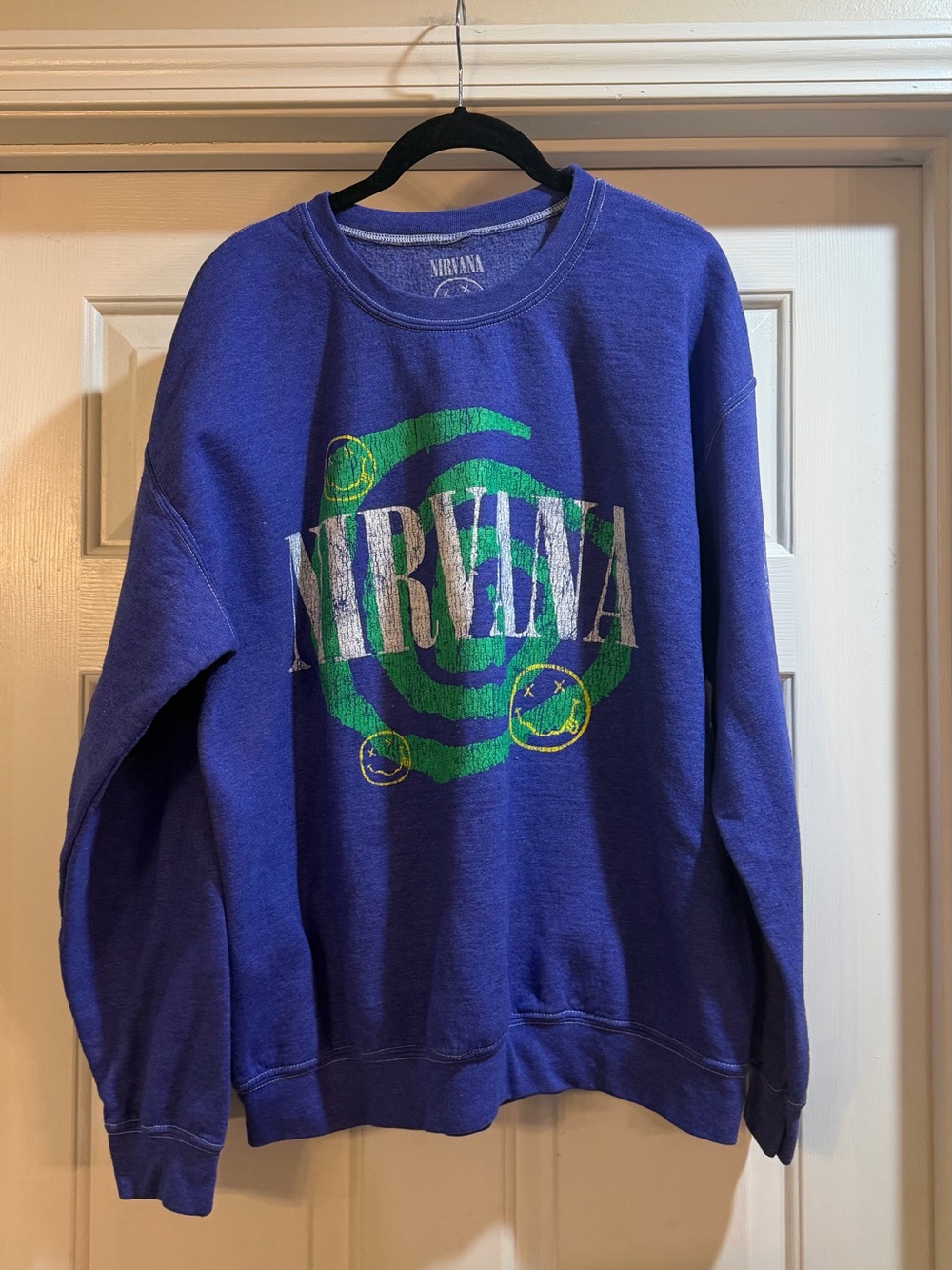 NIRVANA Blue/Purple Crew Sweatshirt w/Snake Graphic #rock #alterntive P2P 24”